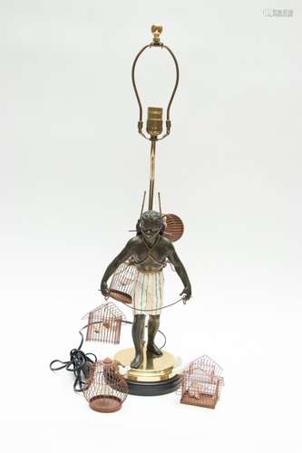 COMPOSITION FIGURAL TABLE LAMP H 28" BIRD VENDOR