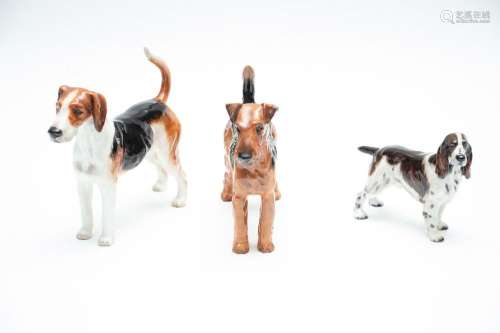 ROYAL DOULTON PORCELAIN DOGS (3) THREE AIREDALE, TERRIER, SP...