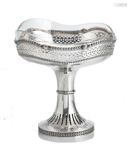 EUGEN MARCUS (GERMAN) 800PT SILVER COMPOTE CRYSTAL LINED, C....