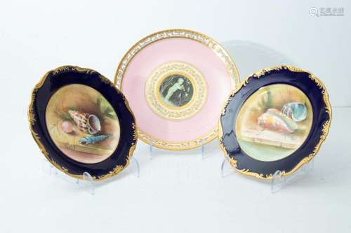 HAND PAINTED "SEASHELL" PLATES (2) DIA 8", + ...