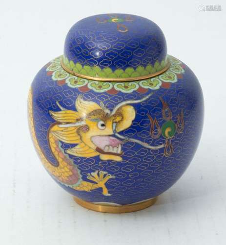 CLOISONEE JAPANESE TEA CADY WITH LID, 19H.C. H 4", DRAG...