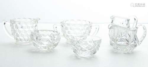 GLASS: 3 SETS OF SUGAR AND CREAMER