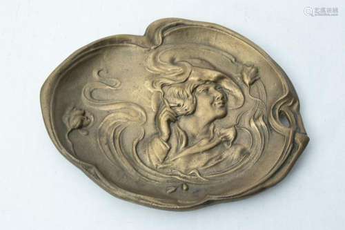 ART NOUVEAU METAL CARTE DE VISITE TRAY, H 7.5", W 6&quo...