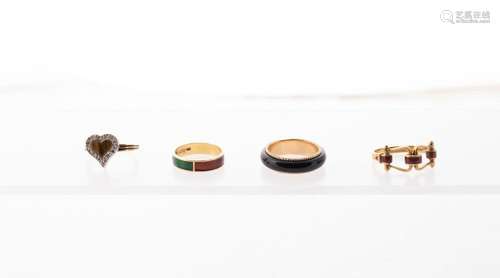 14KT & 18KT GOLD ENAMEL RINGS, FEAT. GUCCI, 4 PCS, T.W. ...