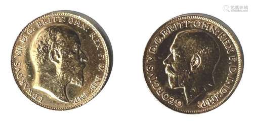 UNITED KINGDOM BRITISH SOVEREIGN GOLD COINS (2)