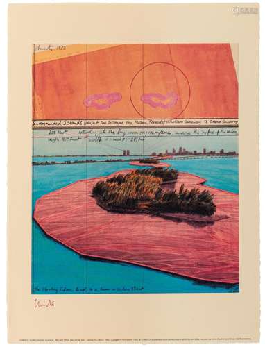 CHRISTO, Surrounded islands, project for Biscayne Bay, Miami...