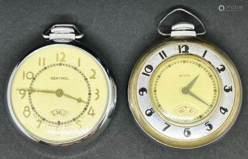 (2) INGRAHAM ART DECO POCKET WATCH