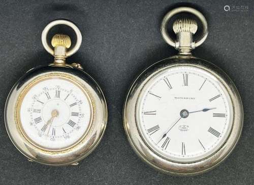 (2) SMALL POCKET WATCHES WATERBURY &