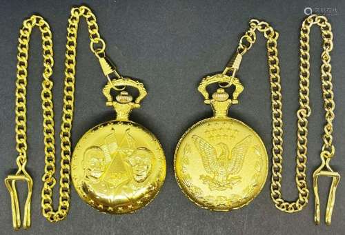 (2) JAPAN MOVT GOLD TONED POCKET WATCHES