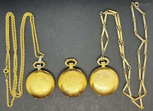 (3) LADIES ORNATE POCKET WATCHES