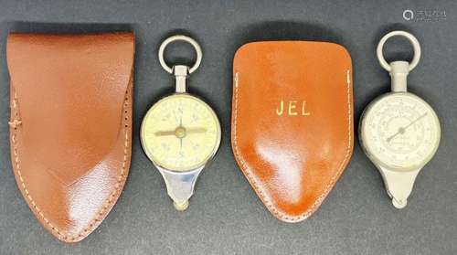 (2) Germany Map Measurer & Compass W/case