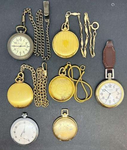 (7) THIN POCKET WATCH LOT - VARIOUS BRANDS