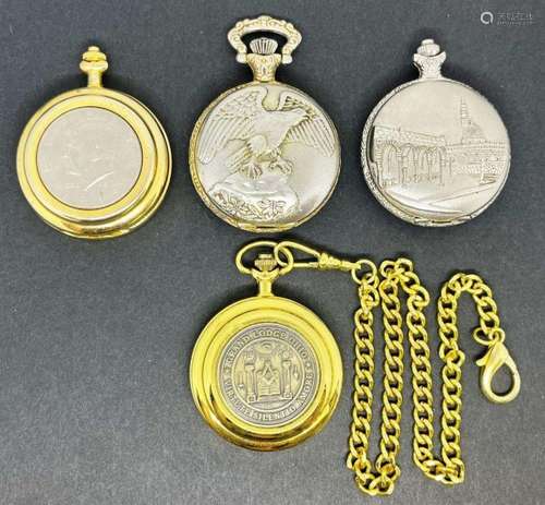 (4) QUARTZ POCKET WATCHES - KENNEDY HALF,