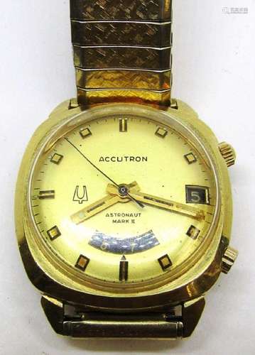 14k GOLD CASE BULOVA ACCUTRON ASTRONAUT