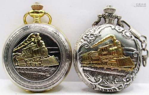 (2) MODERN TRAIN POCKET WATCHES