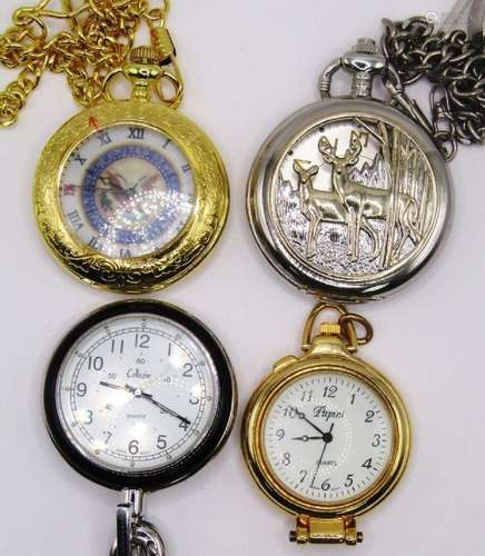 (4) MODERN QUARTZ POCKET WATCHES