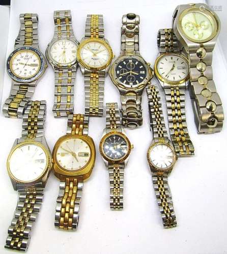 10 Silver and Gold Tone Mens Wristwatches