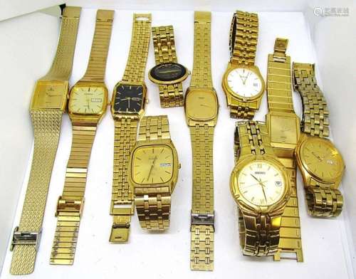 10 Gold Tone Mens Watches (Bulova, Seiko)