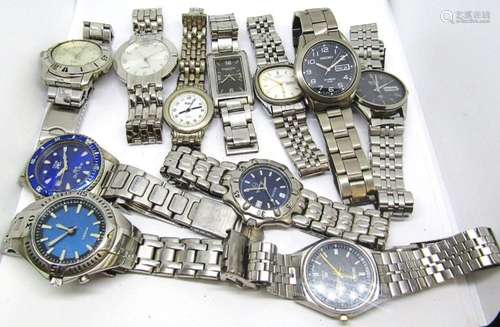 11 Silver Tone Mens Wristwatches (Fossil,TFX)