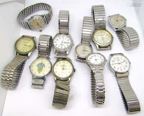 10 Silver Tone Mens Wrist Watches