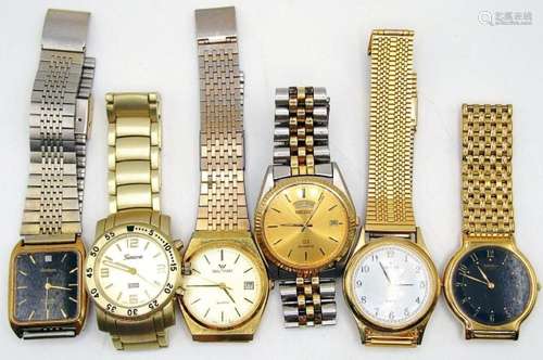 6 Gold Tone Mens Watches (Seiko, Waltham)