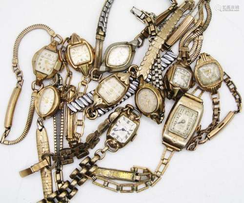 10 Vintage Gold Tone Ladies Watches (Elgin)