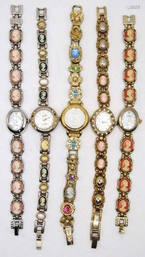 5 Cameo with Bling Ladies Wristwatches