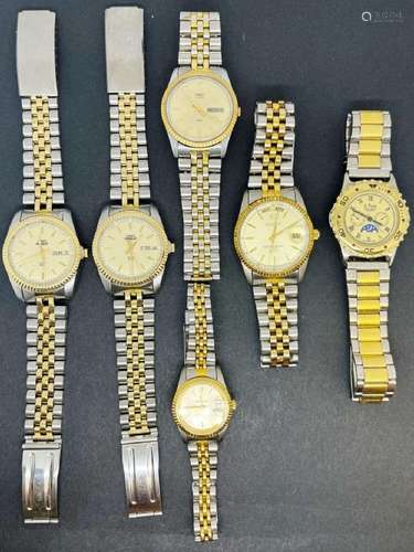 6 Gold/Silver Tone Day to Date Mens Watches