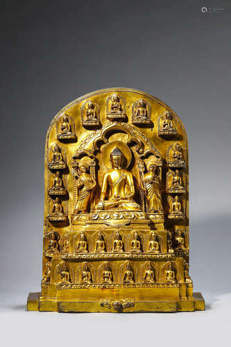 A gilding copper buddha statue