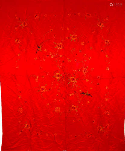 A flower embroidered curtain