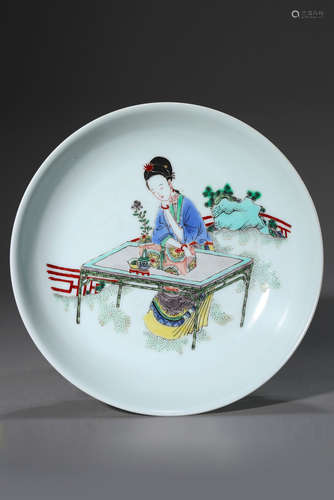 A multicolored figure porcelain plate