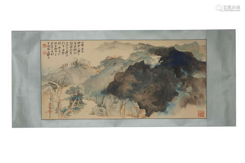 A Chinese landscape painting, Zhang Daqian mark