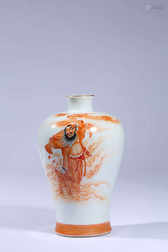 An iron red figure porcelain meiping