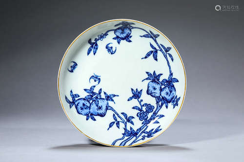 A blue and white porcelain plate