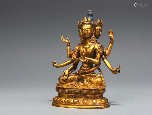 A gilding copper usnisa vijaya statue