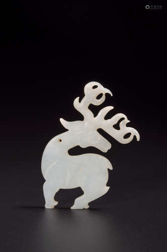 A white jade deer ornament