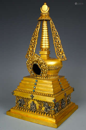 A gilding copper dagoba