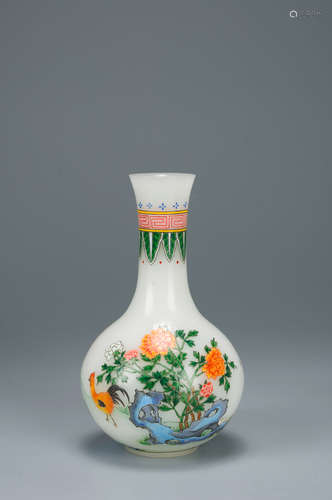 An enamel flower glass vase