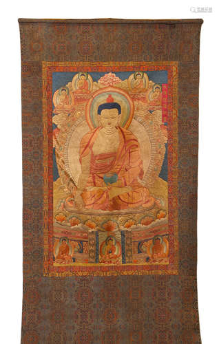 An embroidered buddha painting