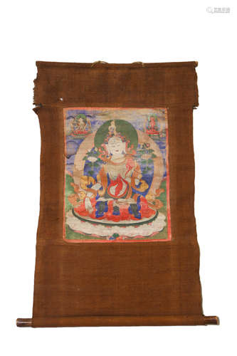 A white tara thangka painting