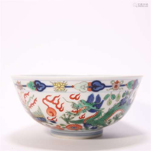 A multicolored dragon and phoenix porcelain bowl