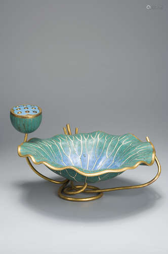 A gilding cloisonne lotus leaf and seed