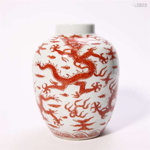 An iron red dragon porcelain jar