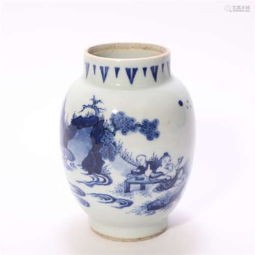 A blue and white figure porcelain jar