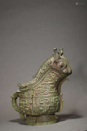 A bronze ox pot