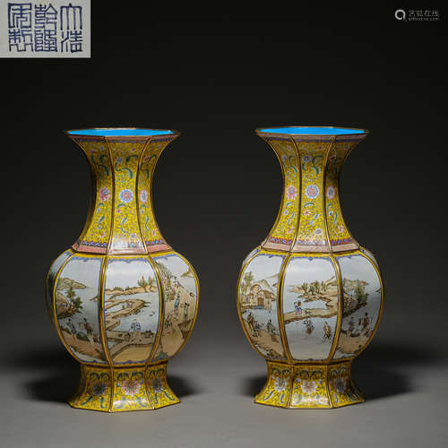 Qing Dynasty of China,painted Enamel Vase