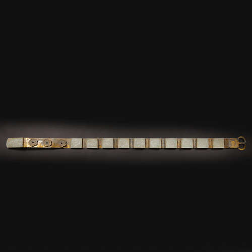 Liao Dynasty of China,Silver Gilt Inlaid Hetian Jade Belt