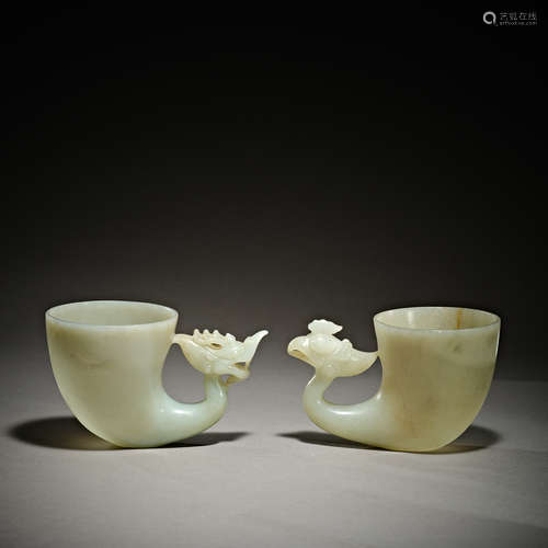 Liao Dynasty of China,Hetian Jade Dragon and Phoenix Cup