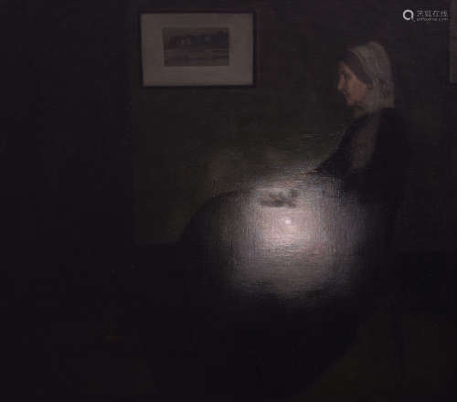 徐震 XU ZHEN （b.1977） 光源—灰与黑的协奏曲：画家母亲肖像 布面油...