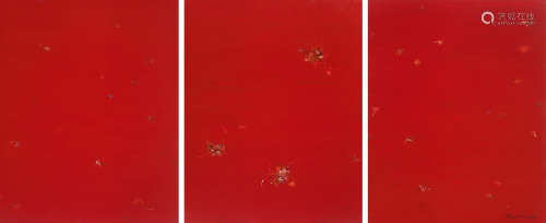 谭平 TAN PING （b.1960） 2006 红色背后的红（三联作） 布面丙烯